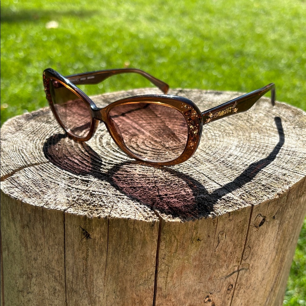 Coach Brown Sunglasses with Floral Detail